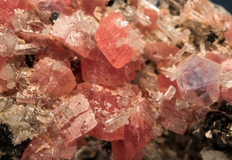 RHODOCHROSITE with APATITE and FLUORITE